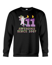 Unicorn Dabbing Awesome Since 2007 - 11th Birthday Crewneck Sweatshirt thumbnail