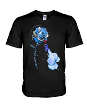 Diabetes Rose - Never Give Up V-Neck T-Shirt tile