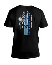 Skull - Back The Blue V-Neck T-Shirt tile