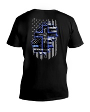 Back The Blue Sunflower 2 Sides V-Neck T-Shirt tile