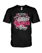 Breast Cancer - Her Fight Is My Fight 2 Sides V-Neck T-Shirt tile