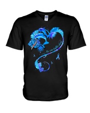 Diabetes - Dolphin No One Fights Alone V-Neck T-Shirt tile