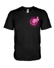 Breast Cancer God Strength 2 Sides V-Neck T-Shirt tile