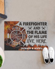 Personalized Firefighter Flame Live Here Doormat Doormat 22.5" x 15" aos-doormat-22-5x15-lifestyle-front-07