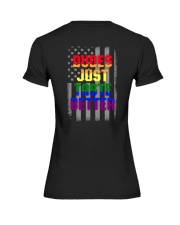 LGBT Dudes Just Taste Better 2 Sides Premium Fit Ladies Tee tile