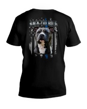 Pitbull Back The Blue 2 Sides V-Neck T-Shirt tile