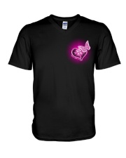 Breast Cancer God Strengthens Me 2 Sides V-Neck T-Shirt tile