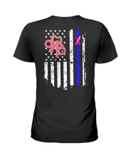 Breast Cancer And Blue 2 Sides Ladies T-Shirt tile