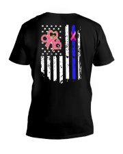 Breast Cancer And Blue 2 Sides V-Neck T-Shirt tile
