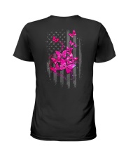 Breast Cancer Butterfly Flag 2 Sides Ladies T-Shirt tile