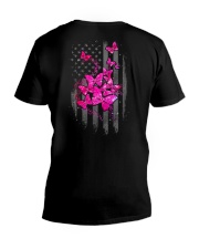Breast Cancer Butterfly Flag 2 Sides V-Neck T-Shirt tile