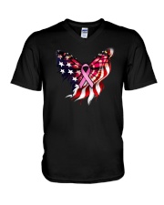 BC - Hope For A Cure Butterfly And Flag 2 Sides V-Neck T-Shirt tile