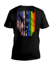 LGBT American Flag Pride 2 Sides V-Neck T-Shirt tile