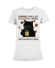 Coffee spelled Premium Fit Ladies Tee tile