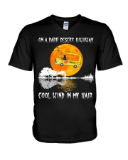 On a dark V-Neck T-Shirt tile