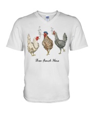 Three French Hens V-Neck T-Shirt tile