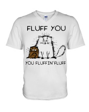 fluff you you fluggin fluff V-Neck T-Shirt tile