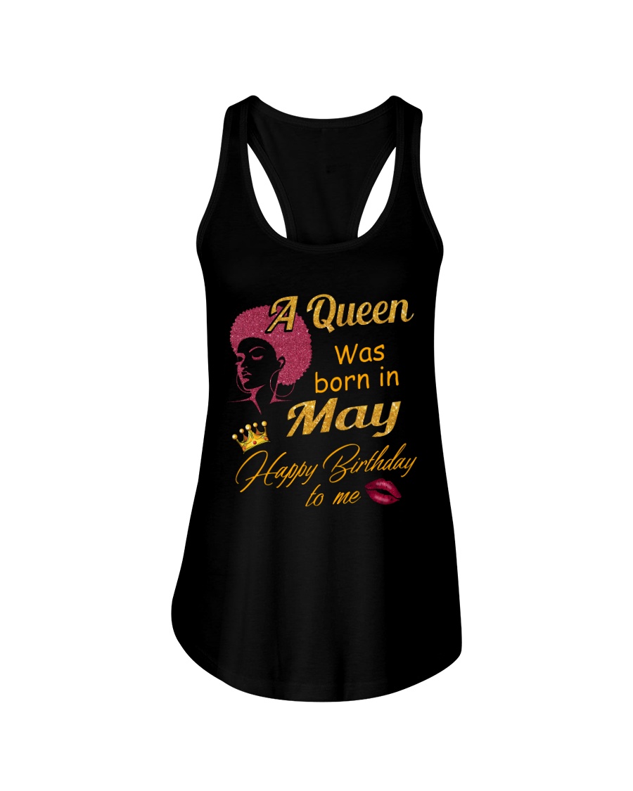 A Queen Was Born In May Ladies Flowy Tank