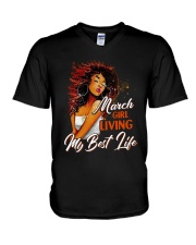 March Girl Living My Best Life V-Neck T-Shirt thumbnail