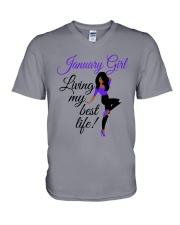 January Girl Living My Best Life V-Neck T-Shirt thumbnail