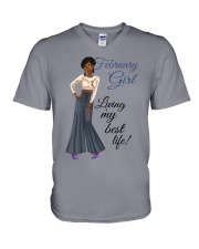 February Girl Living My Best Life V-Neck T-Shirt thumbnail