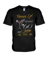 February Girl Over 60 And Living My Best Life V-Neck T-Shirt thumbnail