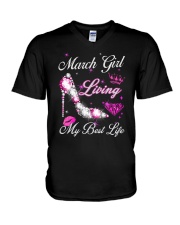 March Girl Living My Best Life V-Neck T-Shirt thumbnail