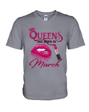 A Queen Was Born In March V-Neck T-Shirt thumbnail