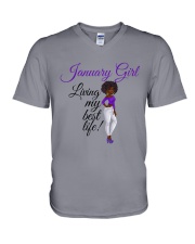 January Girl Living My Best Life V-Neck T-Shirt thumbnail