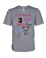 March Girl Living My Best Life V-Neck T-Shirt thumbnail