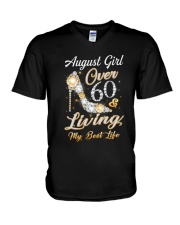 August Girl Over 60 And Living My Best Life V-Neck T-Shirt thumbnail