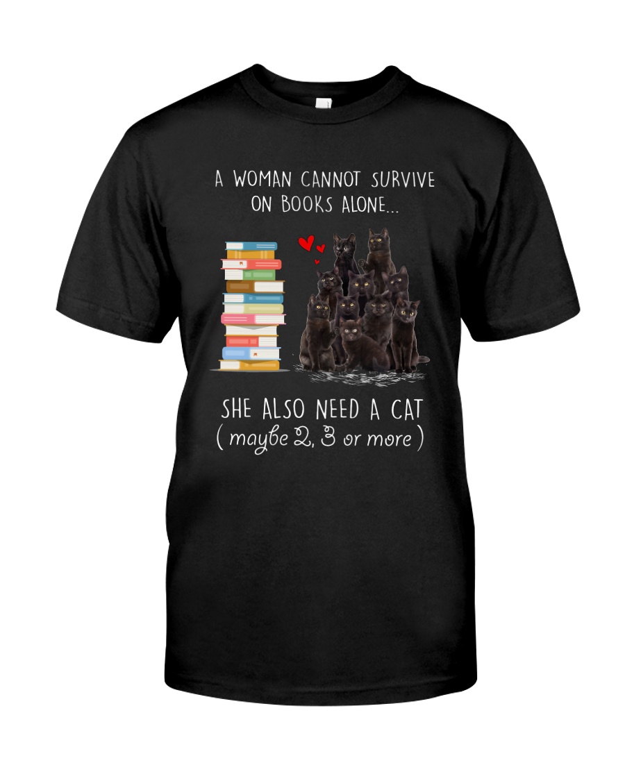 Books And Black Cat Classic T-Shirt