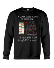 Books And Black Cat Crewneck Sweatshirt thumbnail