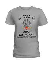 Cats Make Me Happy Ladies T-Shirt thumbnail