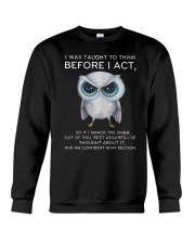Think Before Act Owl Crewneck Sweatshirt thumbnail