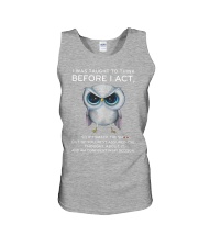 Think Before Act Owl Unisex Tank front