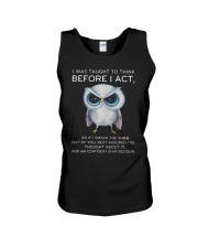 Think Before Act Owl Unisex Tank thumbnail