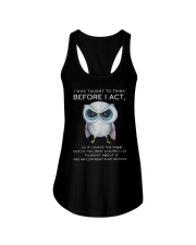Think Before Act Owl Ladies Flowy Tank thumbnail