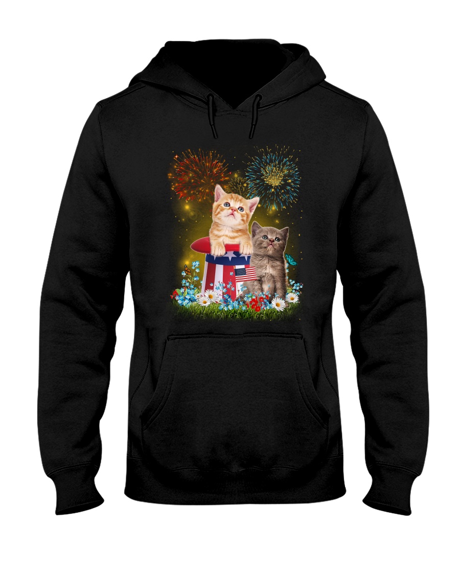 Cat Firework America Hooded Sweatshirt