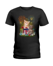 Cat Firework America Ladies T-Shirt thumbnail