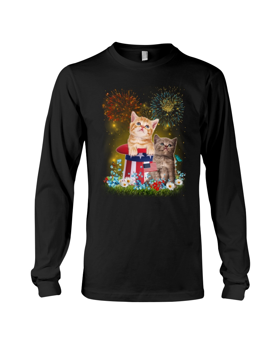 Cat Firework America Long Sleeve Tee