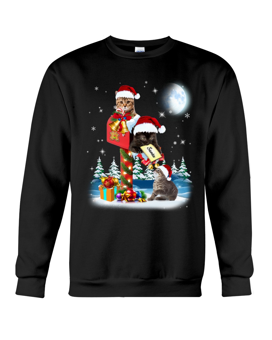 Cat Christmas Mailbox Crewneck Sweatshirt