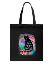 Black Cat Flower Tote Bag thumbnail
