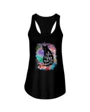 Black Cat Flower Ladies Flowy Tank thumbnail