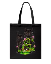 Black Cat Flower Tote Bag thumbnail