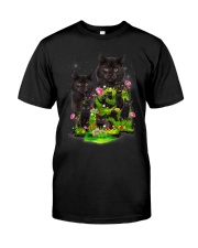 Black Cat Flower Classic T-Shirt front