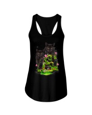 Black Cat Flower Ladies Flowy Tank thumbnail