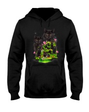 Black Cat Flower Hooded Sweatshirt thumbnail