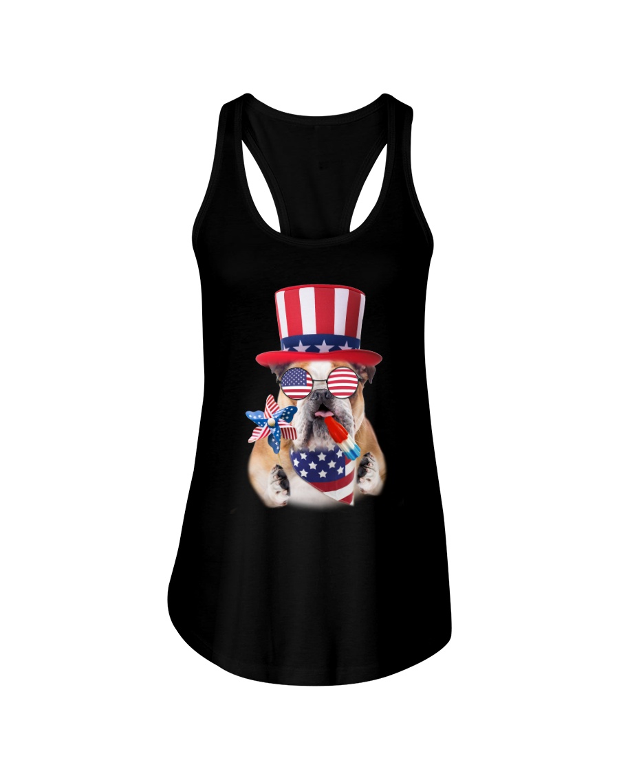 Independence Day Bulldog Ladies Flowy Tank