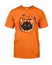 Black Cat In Pumpkin Classic T-Shirt front
